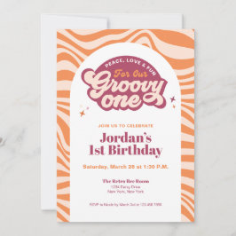 Groovy One - First Birthday Retro Boho Invitation  招待状