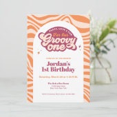 Groovy One - First Birthday Retro Boho Invitation  招待状 (スタンド正面)