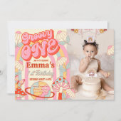 Groovy One First Photo誕生日招待状 招待状 (正面)