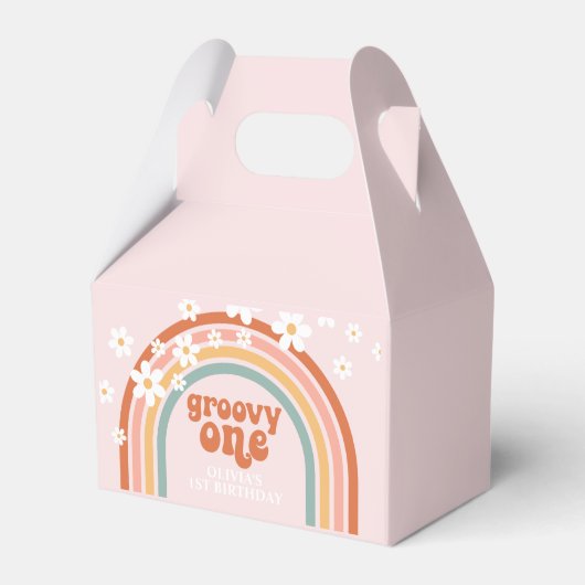 Groovy One hippieデイジーレインボー1st誕生日お願い フェイバーボックス (正面サイド)