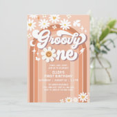 Groovy ONE Hippie 70sレトロ1st誕生日 招待状 (スタンド正面)