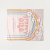 Groovy One Pastel rainbow 1stバースデーバナー タペストリー (正面(横))