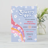 Groovy One Rainbowフローラ1st誕生日パーティー 招待状 (スタンド正面)