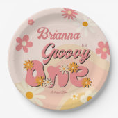 Groovy one retroデイジー第1誕生日プリント ペーパープレート (正面)