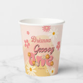 Groovy one retroデイジー第1誕生日プリント 紙コップ (裏面)