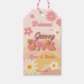 Groovy one retroデイジー1歳の誕生日のお祝い ギフトタグ (正面)