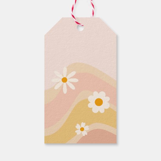 Groovy one retroデイジー1歳の誕生日のお祝い ギフトタグ (裏面)