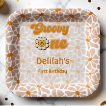 Groovy one retroヴィンテージオレンジの最初の誕生日