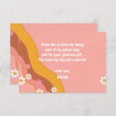 Groovy one retroヴィンテージ最初のベビー誕生日 サンキューカード (正面/裏面)