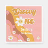 Groovy one retroヴィンテージ最初の誕生日 スタンダードランチョンナプキン (正面)