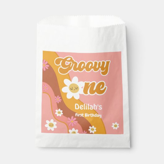 Groovy one retroヴィンテージ最初の誕生日 フェイバーバッグ (正面)
