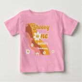 Groovy one retroヴィンテージ最初の誕生日 ベビーTシャツ (正面)