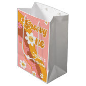 Groovy one retroヴィンテージ最初の誕生日 ミディアムペーパーバッグ (正面アングル)