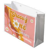 Groovy one retroヴィンテージ最初の誕生日 ラージペーパーバッグ (正面アングル)