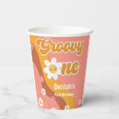 Groovy one retroヴィンテージ最初の誕生日 紙コップ (裏面)