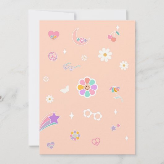 Groovy One Retro Daisy 1st Birthday Invitation 招待状 (裏面)