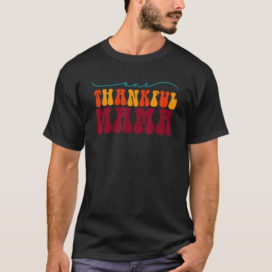 Groovy One Thankful Mamaハロー秋Vibes Thanksgi Tシャツ (正面)