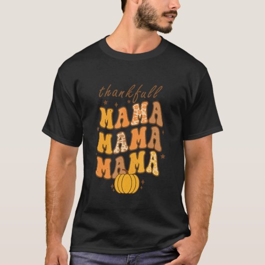 Groovy One Thankful Mama Leopard Hello Fall Thanks Tシャツ (正面)