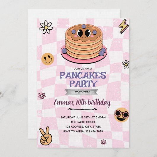 Groovy pancake party invitation 招待状 (正面/裏面)