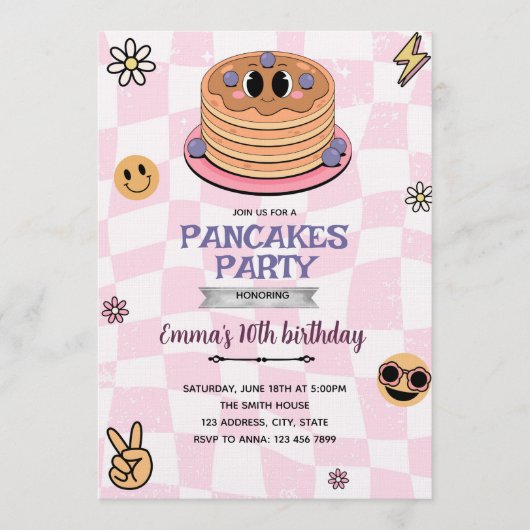 Groovy pancake party invitation 招待状 (正面)