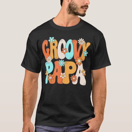 Groovy Papa 70Sヒッピーのテーマパーティー70Sの男性 Tシャツ (正面)