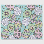 Groovy Pastel Easter Wrapping Paper Hippie Vibe ラッピングペーパー (フラット)