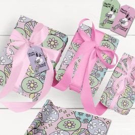Groovy Pastel Easter Wrapping Paper Hippie Vibe ラッピングペーパー