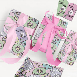Groovy Pastel Easter Wrapping Paper Hippie Vibe ラッピングペーパー