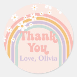 Groovy Pastel rainbow Thank You ラウンドシール