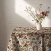 Groovy Pastel Tablecloth 60s Terracotta Accent テーブルクロス