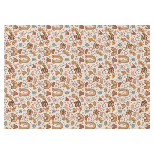 Groovy Pastel Tablecloth 60s Terracotta Accent テーブルクロス (正面(横))