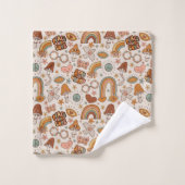 Groovy Pastel Towel 60s Terracotta Bloom Accent バスタオルセット (ウォッシュタオル)