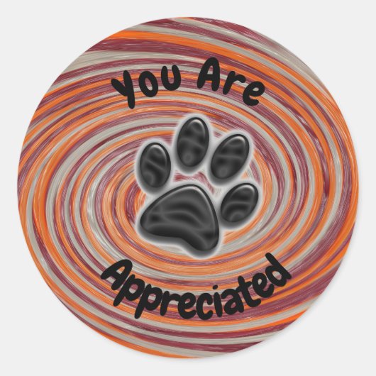 Groovy Paw印刷ドッグウォーカー ラウンドシール (正面)