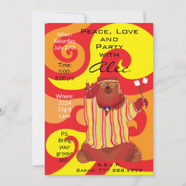 Groovy Peace Bear 1960のスタイル招待状 招待状