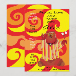 Groovy Peace Bear 1960のスタイル招待状 招待状