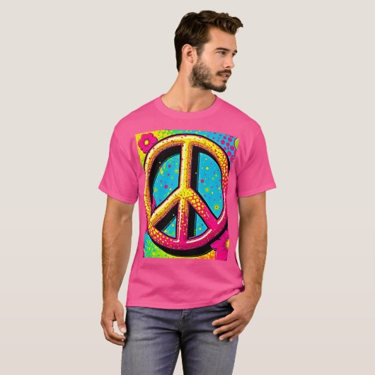 Groovy Peace Flower Power Tシャツ (正面フル)