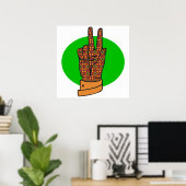 Groovy Peace Hand Symbol Vintage Poster 60s 70s ポスター (ホームオフィス)
