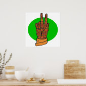 Groovy Peace Hand Symbol Vintage Poster 60s 70s ポスター (キッチン)