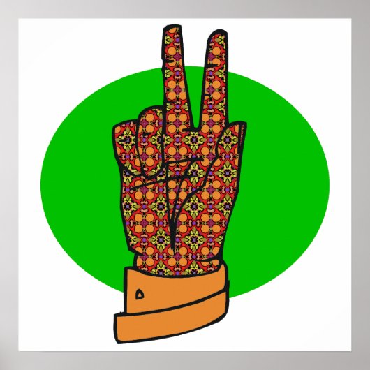 Groovy Peace Hand Symbol Vintage Poster 60s 70s ポスター (正面)