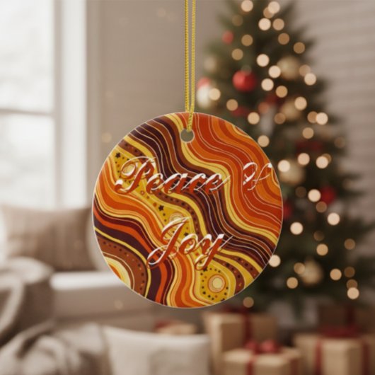 Groovy Peace & Joy Ceramic Ornament | Retro 70s セラミックオーナメント