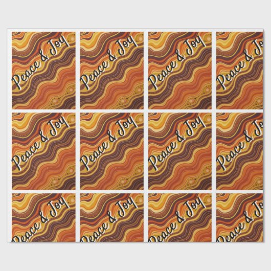 Groovy Peace & Joy Repeating Pattern  ラッピングペーパー (フラット)