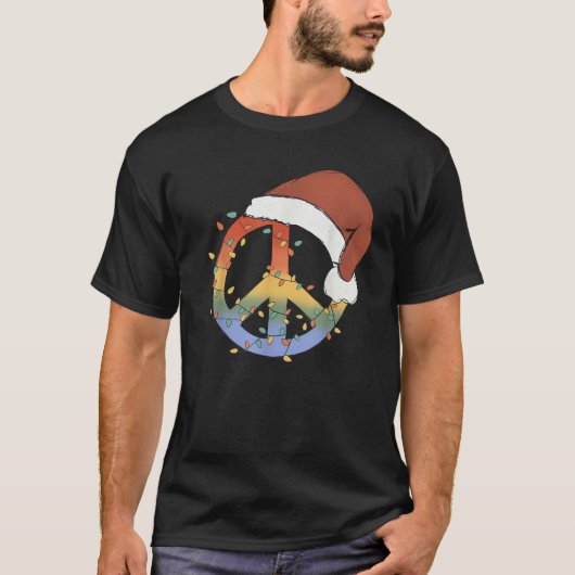 GROOVY PEACE LOVEクリスマスヒッパイサンタクロースおもしろいCh Tシャツ (正面)