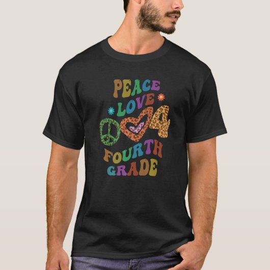 GROOVY PEACE LOVE四年生Leopardプリント第4G Tシャツ (正面)