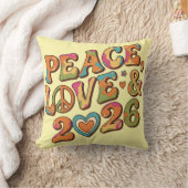 Groovy Peace Love 2026 Retro Pillow クッション (ブランケット)