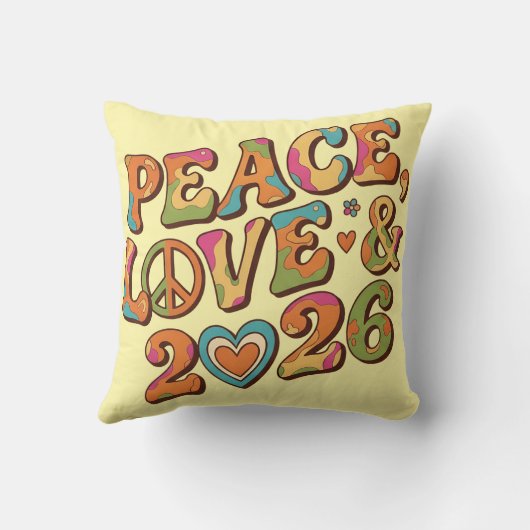 Groovy Peace Love 2026 Retro Pillow クッション (裏面)
