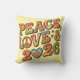 Groovy Peace Love 2026 Retro Pillow クッション