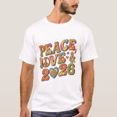 Groovy Peace Love 2026 Retro  Tシャツ (正面)