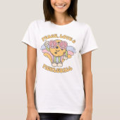 Groovy Peace, Love and Pickleballレトロ Tシャツ (正面)