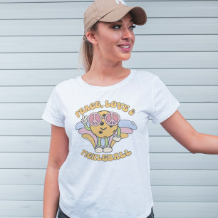 Groovy Peace, Love and Pickleballレトロ Tシャツ