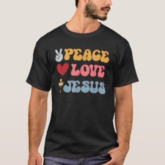 Groovy Peace Love Jesus Christian 70 s Hippie Tシャツ